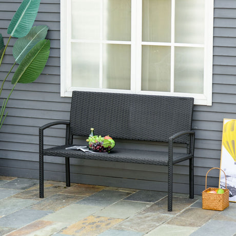 easycomfort easycomfort panchina da esterno in pe rattan nero 2 posti 122x60x87cm ean 8055776911861