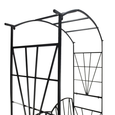 easycomfort easycomfort panchina da giardino 2 posti con arco rampicanti per piante nero 115x59x203cm ean 8054144138213