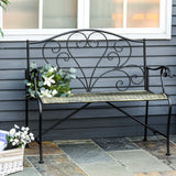 easycomfort easycomfort panchina da giardino in ferro panca da esterno in stile vintage 2 posti 100x 50x88cm nero ean 8054144136769