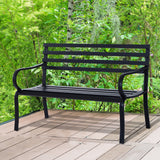 easycomfort easycomfort panchina da giardino in metallo nero 127 x 62 x 82cm