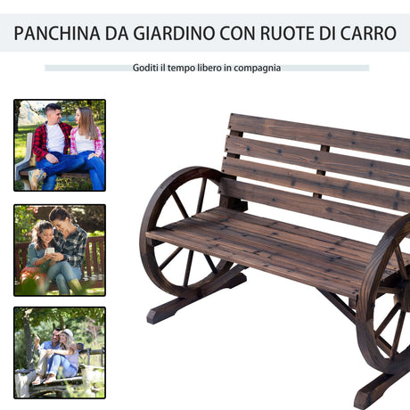 easycomfort easycomfort panchina da giardino stile country per 2 persone con braccioli a ruota in legno marrone