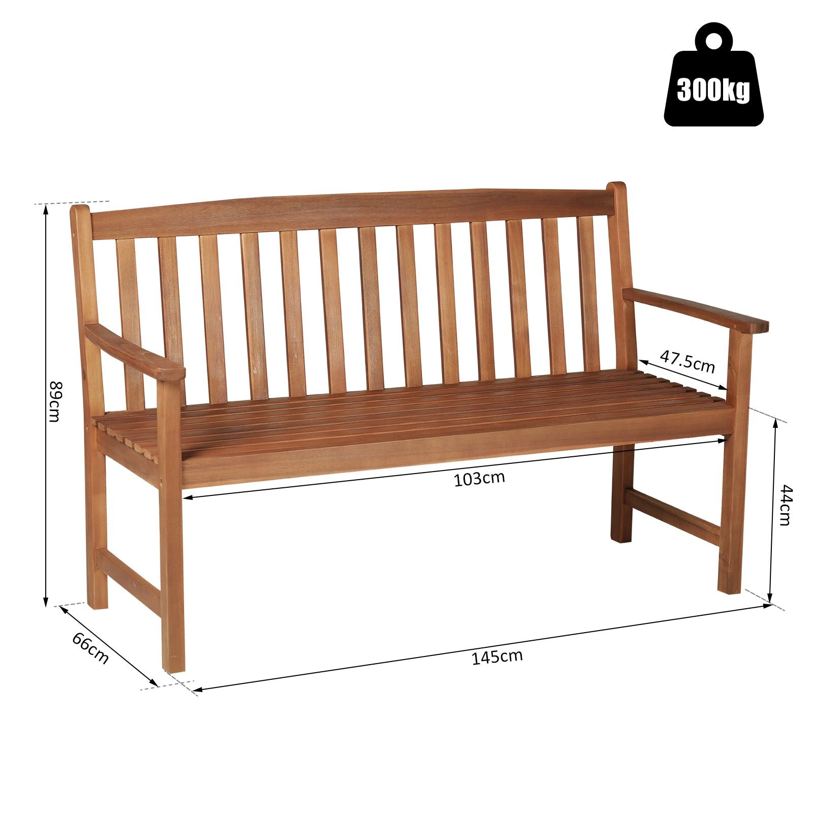 EASYCOMFORT Panca in Legno 2 Posti Panchina da Esterno Giardino Balcone