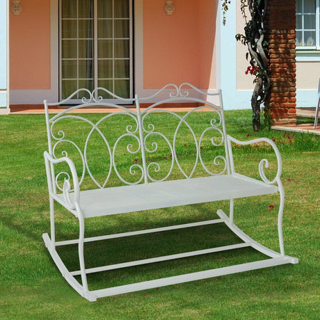 easycomfort easycomfort panchina in ferro a dondolo da giardino stile shabby bianco 102x74 5x78cm ean 8054144138411