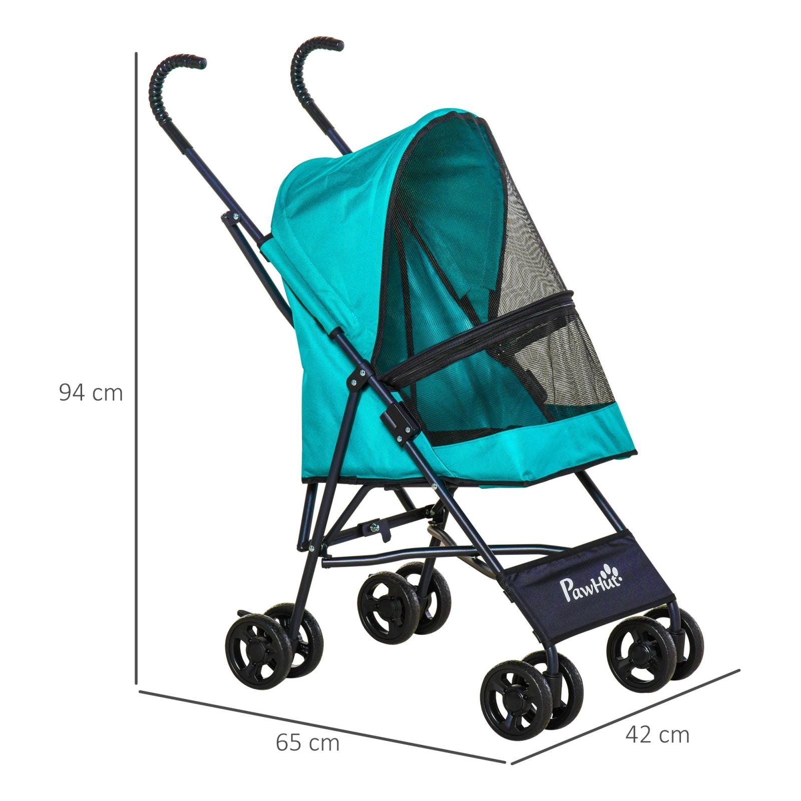 EASYCOMFORT Passeggino per Cani Piccoli Pieghevole, Ruote Girevoli con  Freno in EVA e Guinzaglio di Sicurezza, 65x42x94cm Verde