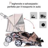 easycomfort easycomfort passeggino per cani pieghevole carrello per animali domestici caffe 75x45x97cm ean 8054111848947