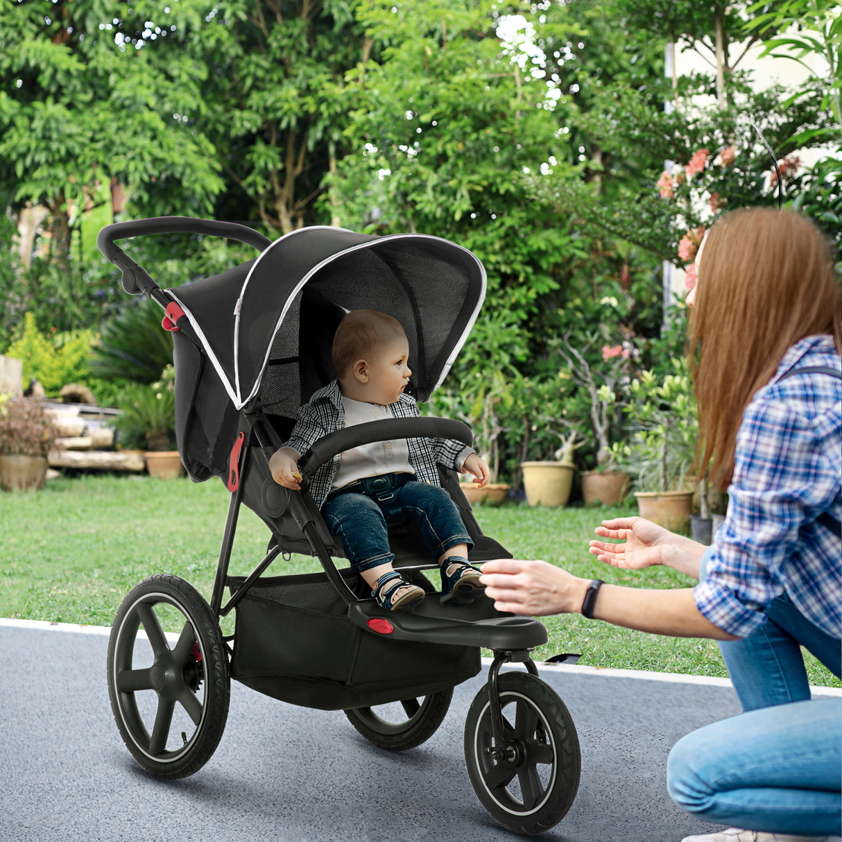 easycomfort easycomfort passeggino pieghevole per bambini 0 36 mesi con tettuccio regolabile e cesto portaoggetti 128x58x106 cm nero
