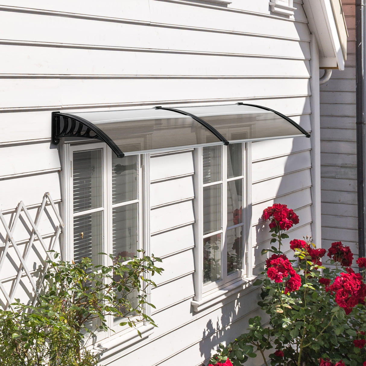 easycomfort easycomfort pensilina da esterno per finestre e porte in policarbonato e alluminio 200x100x26cm marrone