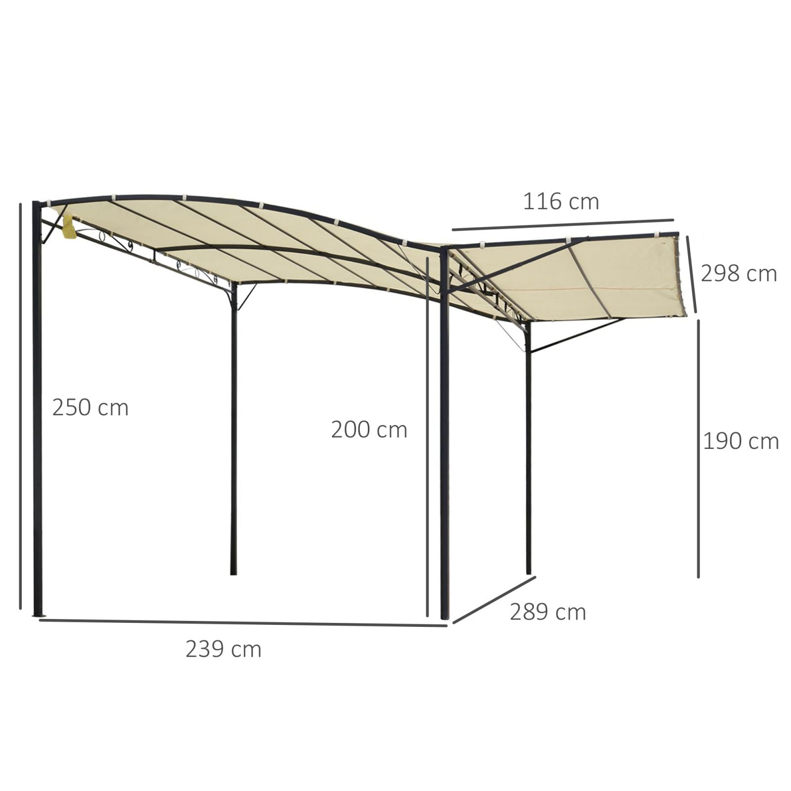 EASYCOMFORT Gazebo Pergola da Giardino con Copertura in Tessuto Anti UV e  Acciaio, 3x2.5m, Beige