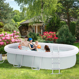 easycomfort easycomfort piscina fuori terra con telaio in acciaio filtro e scaletta per 8 persone 540x304x106cm grigio