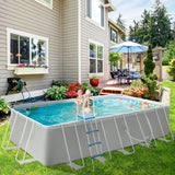 easycomfort easycomfort piscina fuori terra in acciaio e pvc rinforzato con filtro 580x310x122cm grigio chiaro