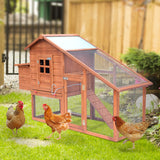 easycomfort easycomfort pollaio in legno con casetta nido di cova e area aperta per 2 4 galline 190x66x116cm arancione