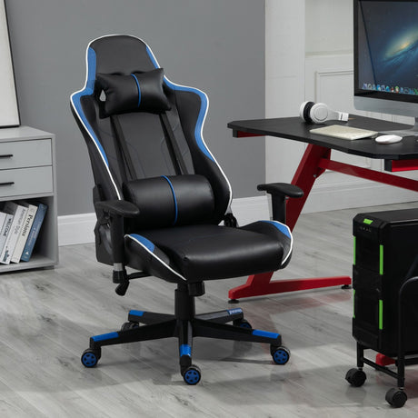 easycomfort easycomfort poltrona gaming con altezza e schienale regolabile sedia da ufficio nera e blu ean 8055776913216