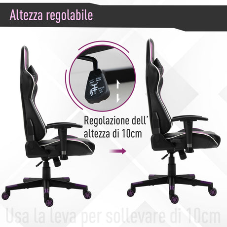 easycomfort easycomfort poltrona gaming con altezza schienale regolabile sedia da ufficio nera e viola ean 8054144139630