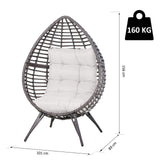 easycomfort easycomfort poltrona in pe rattan grigio con morbido cuscino beige per esterni e interni ean 8055776915029