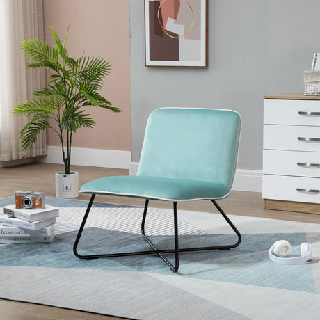 easycomfort easycomfort poltrona in velluto stile nordico senza braccioli con base in metallo incrociata 55x69x68cm verde