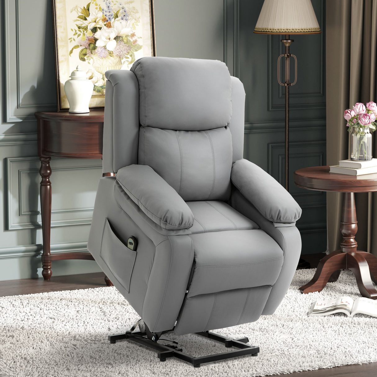 easycomfort easycomfort poltrona relax elettrica e alzapersona reclinabile fino 160 con telecomando in similpelle grigio