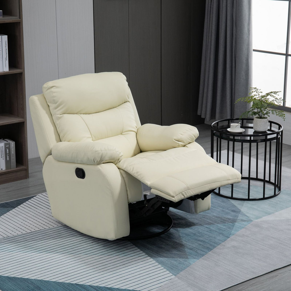 easycomfort easycomfort poltrona relax reclinabile girevole e con poggiapiedi similpelle pu e metallo bianco