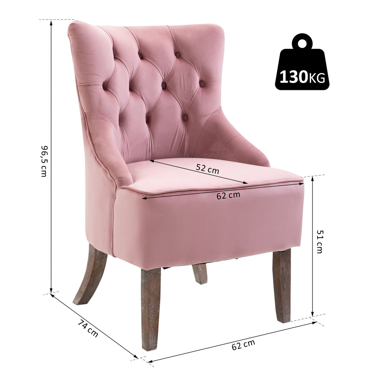 easycomfort easycomfort poltroncina in velluto rosa con gambe in legno e schienale trapuntato ean 8055776916323