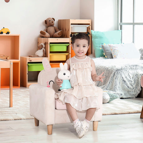 easycomfort easycomfort poltroncina per bambini con design a coniglio e gambe in legno 53x47x54 5cm crema