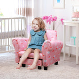 easycomfort easycomfort poltroncina per bambini con poggiapiedi estraibile struttura in legno con imbottitura 57x42x45cm rosa e bianco