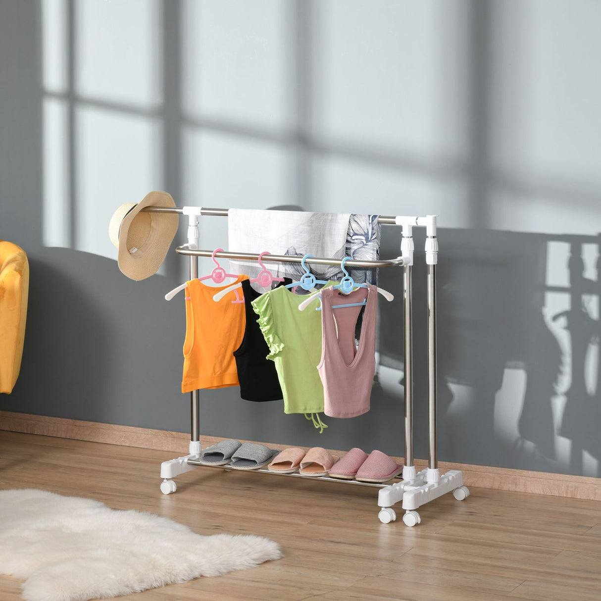 easycomfort easycomfort portaabiti e porta scarpe estensibile a 3 livelli acciaio e pp grigio 93 172x42x95 162 5cm