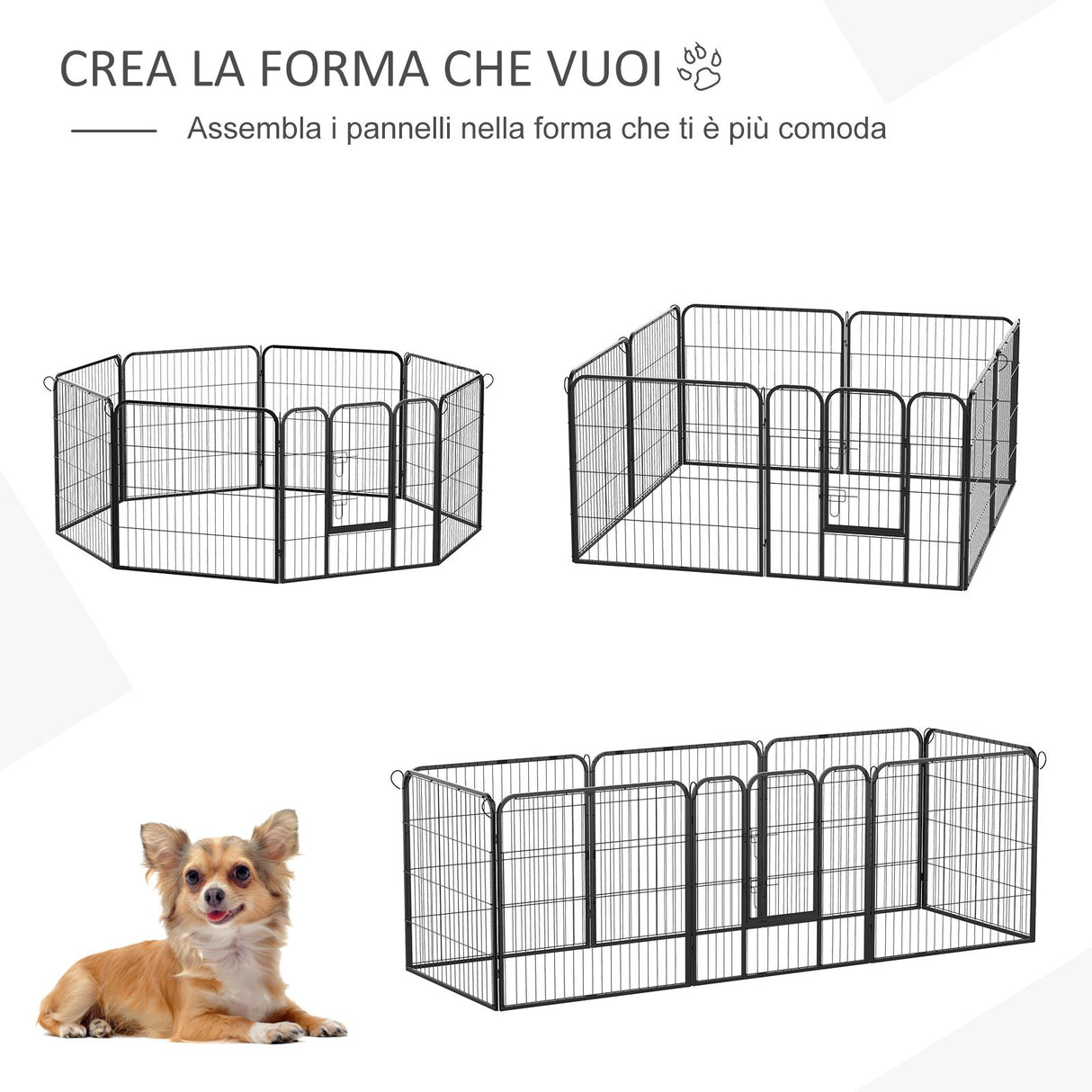 easycomfort easycomfort recinto recinzione per animali cuccioli cani 8pz 80x80cm nero ean 8054144134345