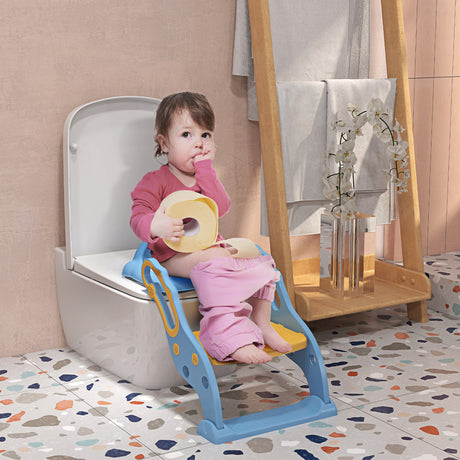easycomfort easycomfort riduttore water con scaletta regolabile e maniglie pieghevole con cuscino rimovibile blu