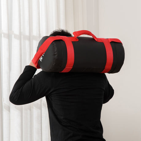easycomfort easycomfort sacca bulgara da 15kg con 6 cinghie per allenamento fitness in casa ufficio e palestra 22x55 cm nero e rosso