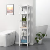 easycomfort easycomfort scaffale bagno salvaspazio a 5 ripiani in legno 30x30x140cm bianco