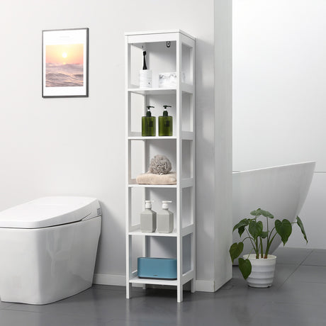 easycomfort easycomfort scaffale bagno salvaspazio a 5 ripiani in legno 30x30x140cm bianco