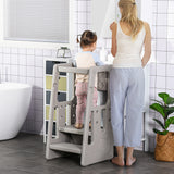 easycomfort easycomfort scaletta per bambini torre montessoriana altezza regolabile 3 livelli 47x47x90cm grigio