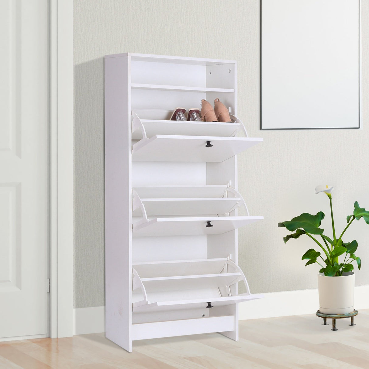 easycomfort easycomfort scarpiera 3 scompartimenti 18 paia di scarpe e 1 ripiano portaoggetti bianco ean 8054111847438