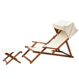 easycomfort easycomfort sdraio da giardino in legno con poggiapiedi e tettuccio set 2 pezzi bianco crema ean 8055776910451