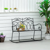 easycomfort easycomfort sedia a dondolo a 2 posti in metallo elegante con schienale decorato da esterni 102x74 5x78 cm nera