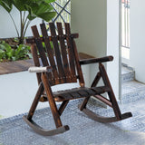 easycomfort easycomfort sedia a dondolo da giardino adirondack stile country in legno di abete carbonizzato