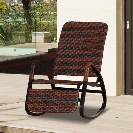 easycomfort easycomfort sedia a dondolo da giardino in pe rattan reclinabile e pieghevole marrone ean 8054144137780