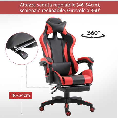 easycomfort easycomfort sedia da gaming o da ufficio ergonomica in similpelle nera e rossa ean 8055776914237