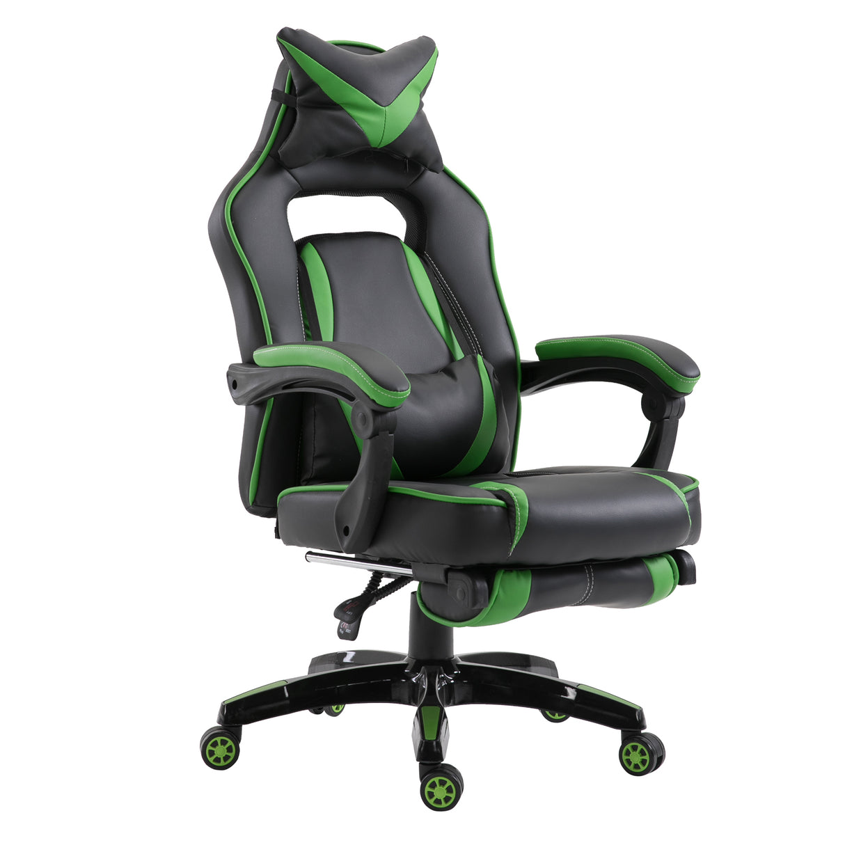 easycomfort easycomfort sedia da gaming sedia ufficio ergonomica con rotelle in ecopelle reclinabile con poggiapiedi nero e verde ean 8055776916149