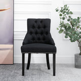 easycomfort easycomfort sedia da pranzo elegante imbottita rivestimento in lino con bottoni trapuntati nero ean 8054144139913