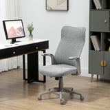 easycomfort easycomfort sedia da ufficio elegante con seduta effetto lino altezza regolabile e ruote 61x64 5x104 112 cm grigia