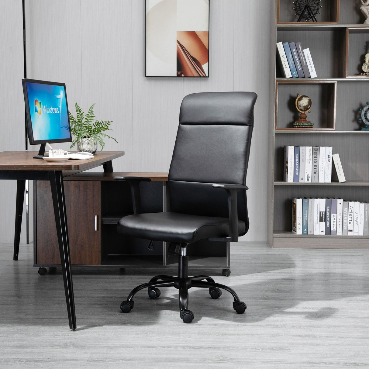 easycomfort easycomfort sedia da ufficio ergonomica e girevole in similpelle nera 61x61x109 115cm