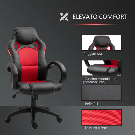 easycomfort easycomfort sedia da ufficio stile gaming rosso e nero