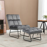 easycomfort easycomfort sedia imbottita con poggiapiedi abbinato per soggiorno studio e camera da letto 60x80 5x89 cm grigio