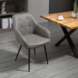 easycomfort easycomfort sedia per sala da pranzo in stile industriale in similpelle grigia e metallo nero