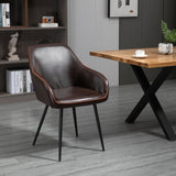 easycomfort easycomfort sedia per sala da pranzo in stile industriale in similpelle marrone e metallo nero