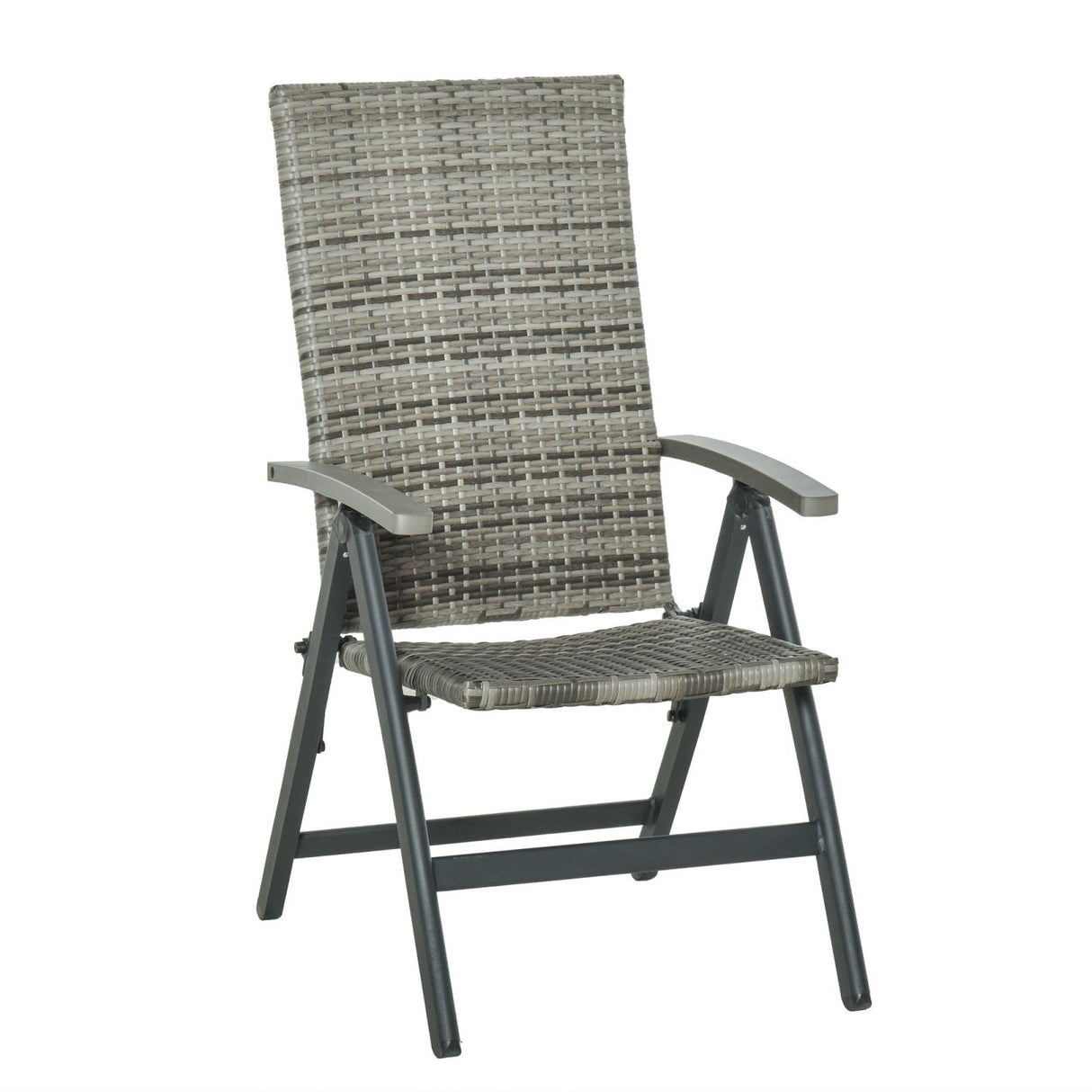 easycomfort easycomfort sedia pieghevole da giardino in rattan pe con braccioli e schienale reclinabile grigio ean 8054144139258