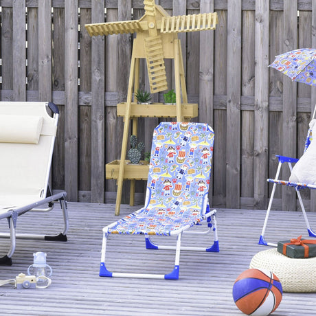 easycomfort easycomfort sedia sdraio per bambini pieghevole in metallo e poliestere azzurro fantasia ean 8054111846332