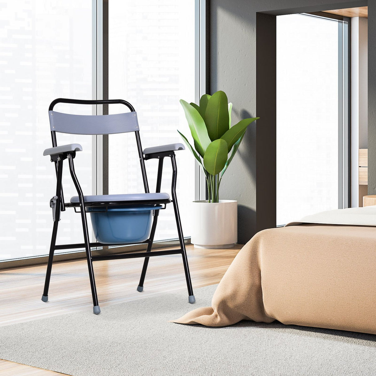 easycomfort easycomfort sedia wc pieghevole con vaso rimovibile per anziani e disabili in tubi di ferro e plastica 52x50x75cm ean 8054144130224