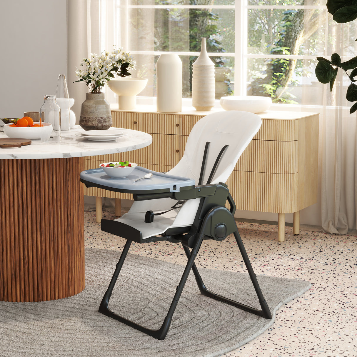 easycomfort easycomfort seggiolone pappa pieghevole per bimbi da 6 36 mesi altezza regolabile e schienale reclinabile nero e bianco