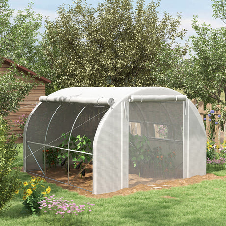 easycomfort easycomfort serra a tunnel 3x3 m con porta 6 finestre e 2 pareti avvolgibili in acciaio e telo in pe bianca